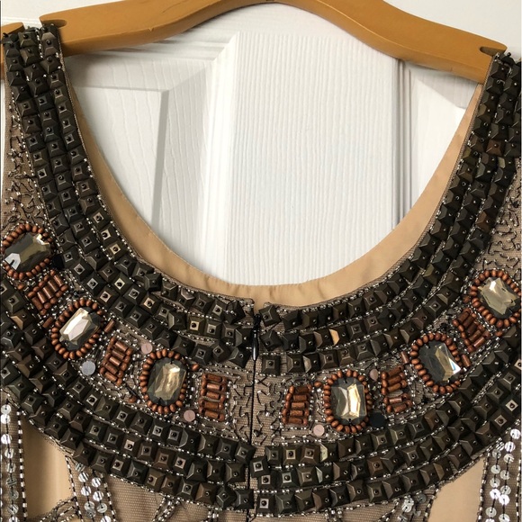 🆕 Cache Gold Sequin Embellished Cocktail Dress - Picture 7 of 8